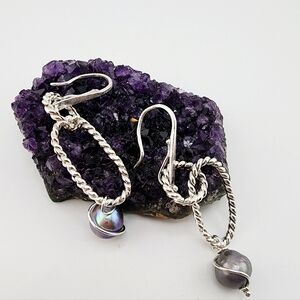 SWEETWATER PEARL HANDMADE EARRINGS DANGLIN STYLE STERLING SILVER